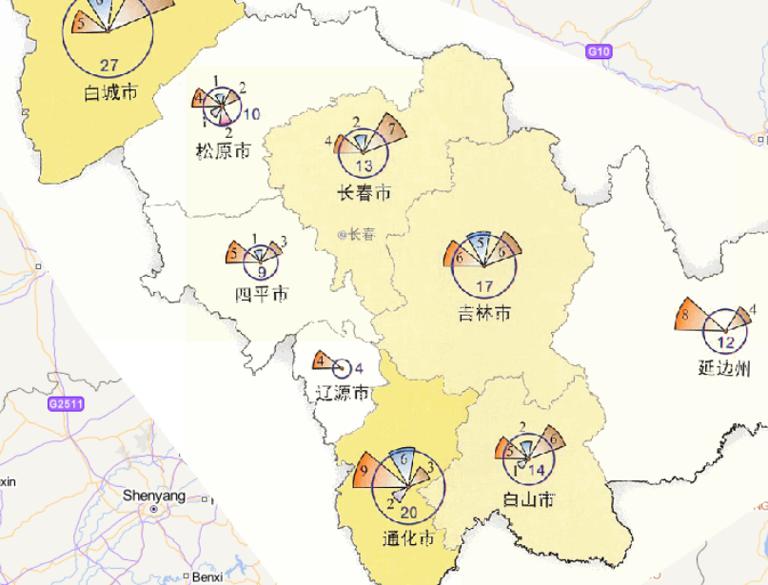 2014年吉林省分灾种灾害频次分布在线地图