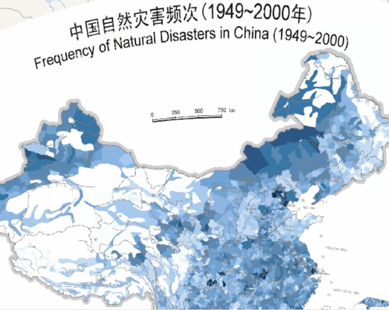 中国自然灾害频次在线地图(1949-2000年)