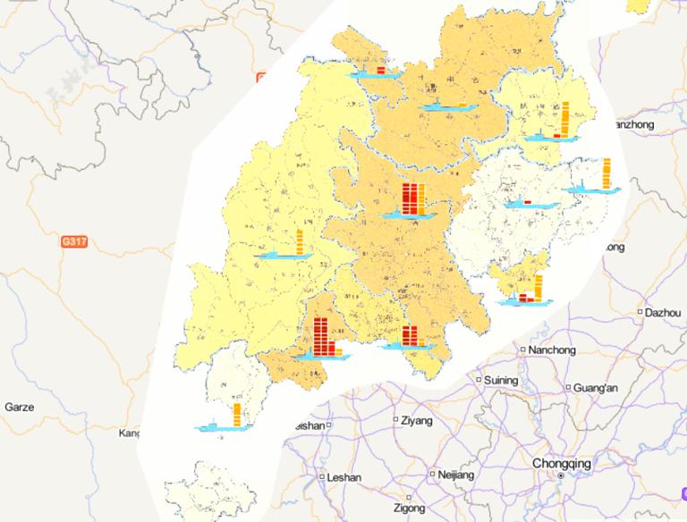 中国汶川灾区外向型经济在线地图