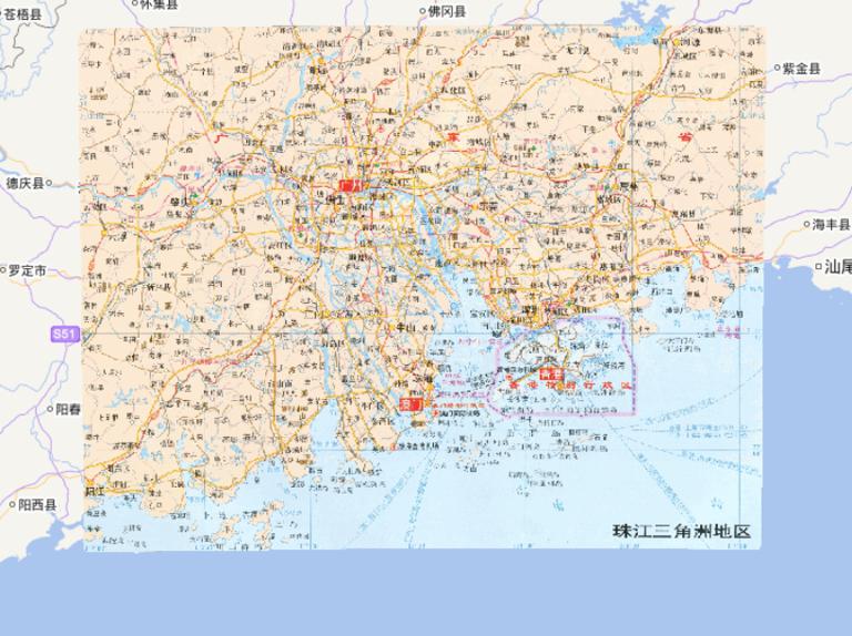 中国珠江三角洲地区在线地图