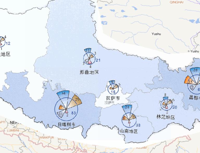 2014年西藏自治区分灾种灾害频次分布在线地图