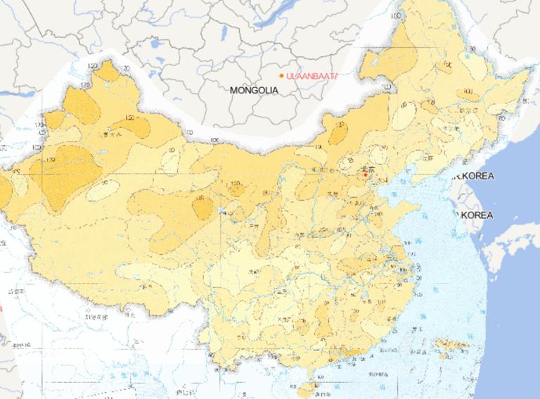 中国连续干旱日数50年一遇阈值分布在线地图