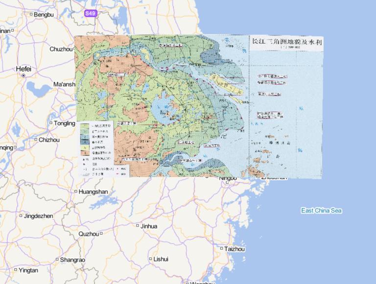 中国长江三角洲地貌及水利在线地图