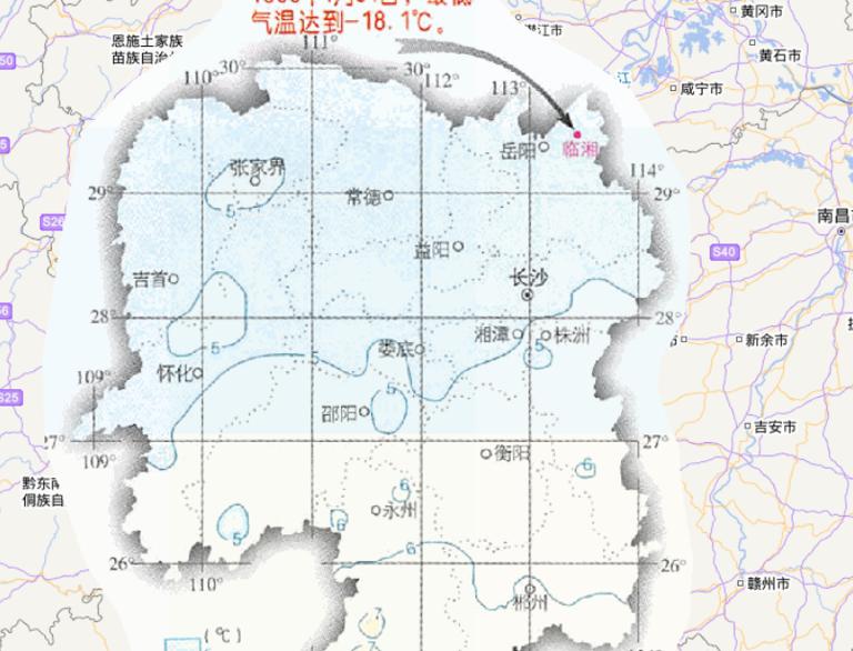中国湖南省一月平均气温在线地图