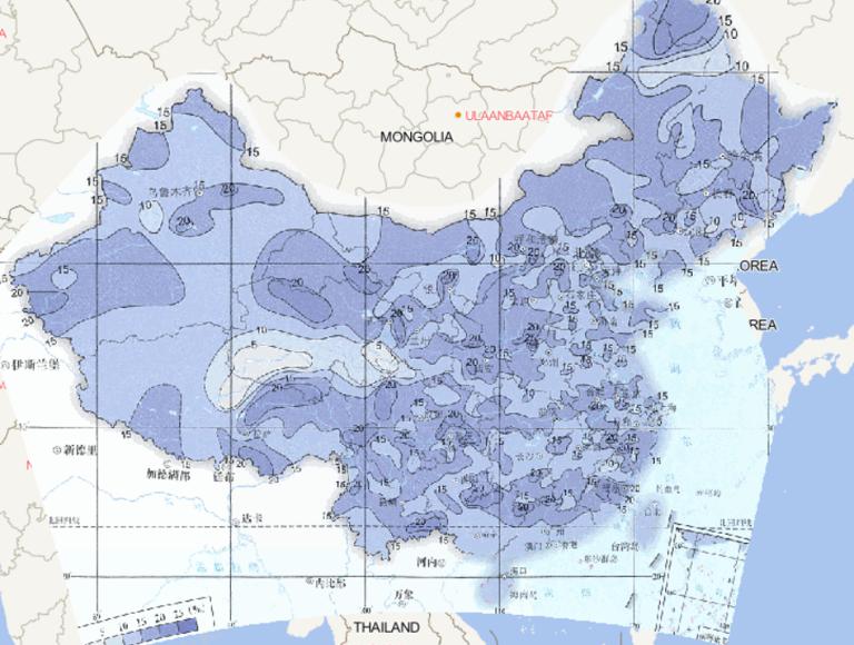1981-2010年中国终霜冻偏晚出现频率在线地图