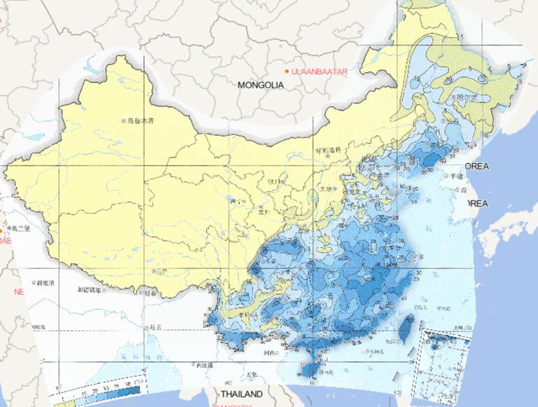 1981-2010年中国年雨涝频率在线地图