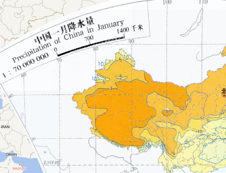 中国一月降水量在线地图