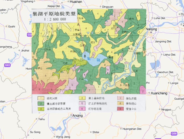 中国巢湖平原地貌类型在线地图