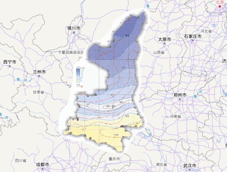中国陕西省一月、七月平均气温在线地图