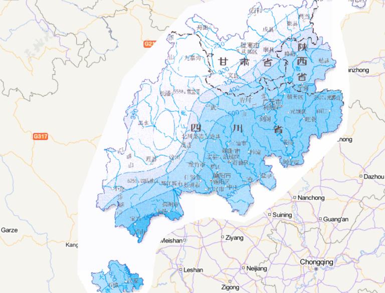 中国汶川灾区夏季降水量分布在线地图
