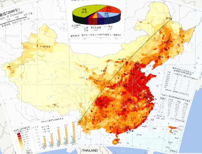 2000年中国人口密度在线地图