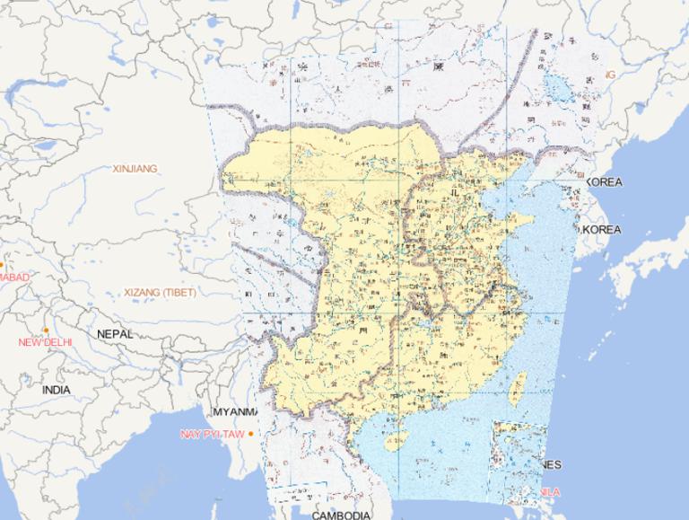 中国南北朝时期北齐、北周和陈对立（572年）的在线历史地图