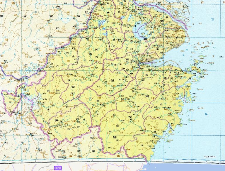 中国南宋时期两浙西路、两浙东路、江南东路历史地图