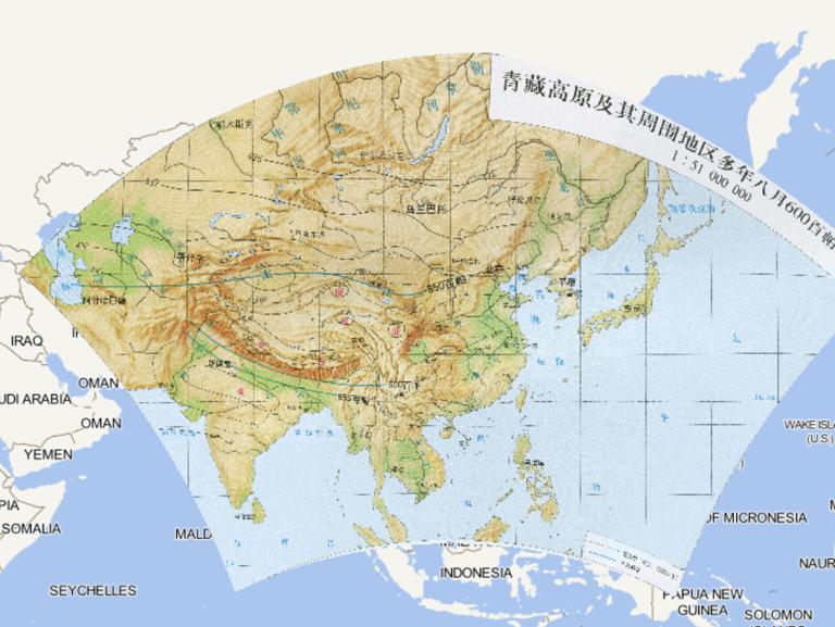 中国青藏高原及其周围地区多年八月600百帕平均图在线地图