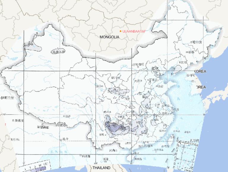 1981-2010年中国平均年雨凇日数在线地图