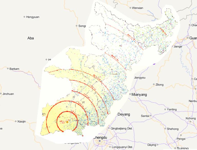中国汶川极重灾区乡村居民地在线地图