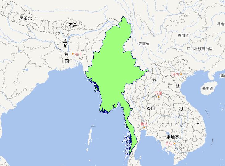 缅甸联邦共和国0级行政界限