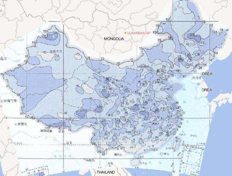 1981-2010年中国初霜冻偏早出现频率在线地图