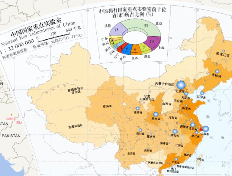 中国国家重点实验室各省分布在线地图