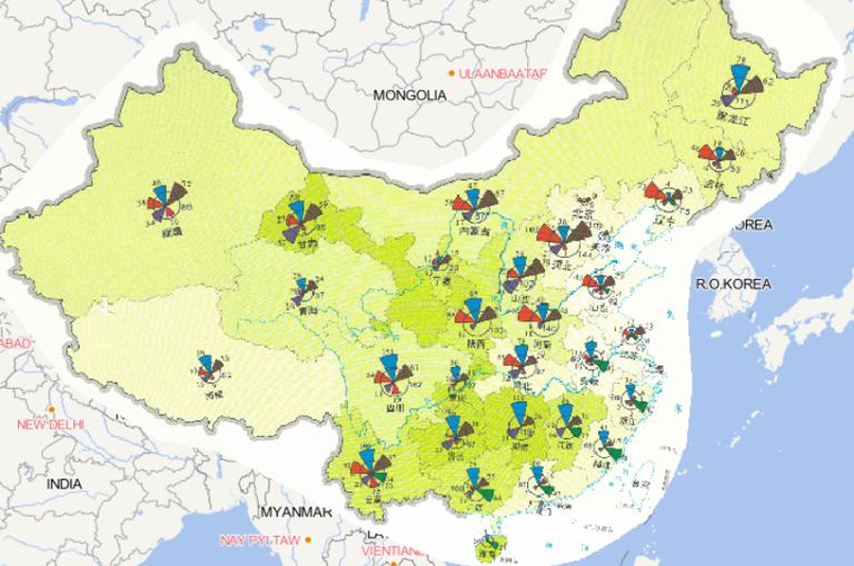 2014年中国分灾种灾害范围在线地图