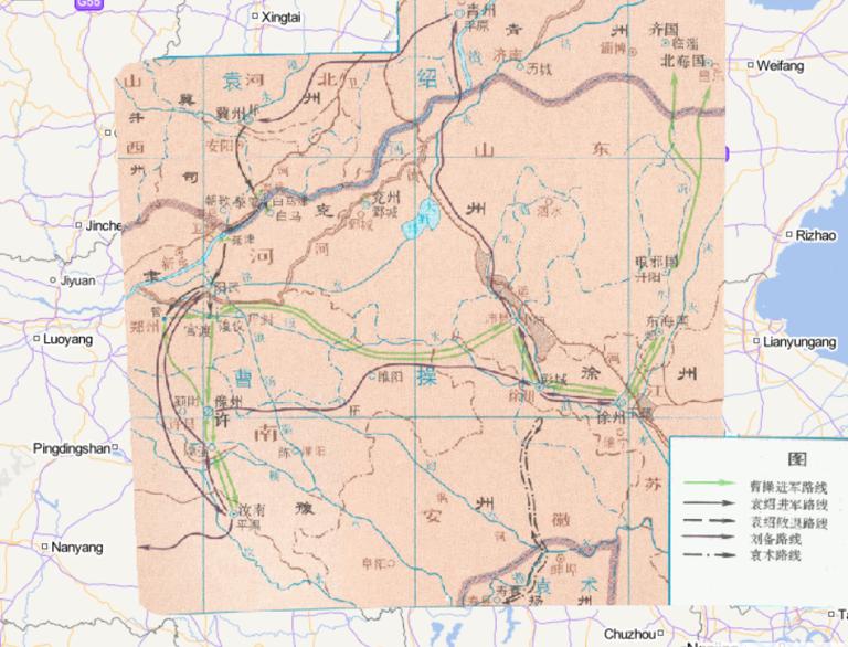 200-201年中国东汉末年官渡之战形势在线历史地图