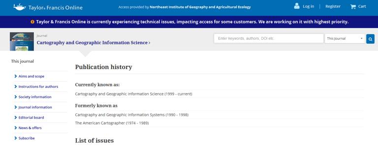 地图学与地理信息科学杂志