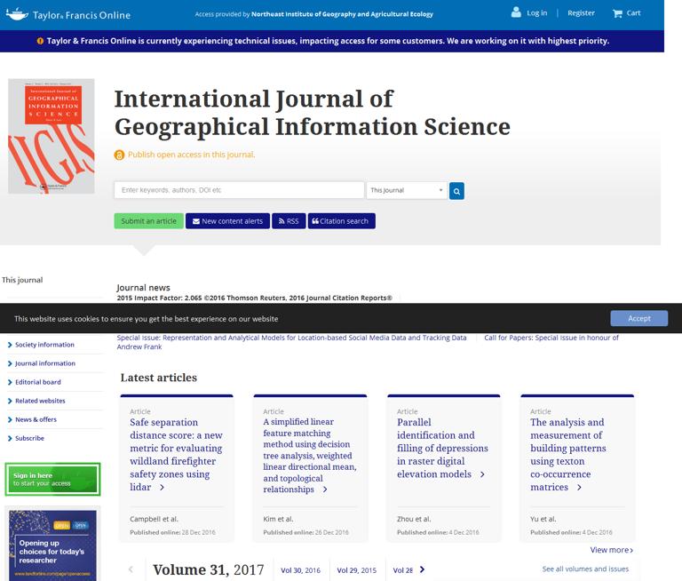 国际地理信息科学杂志（SCI）