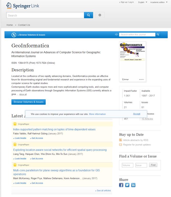 国际地理信息系统计算机科学进展杂志