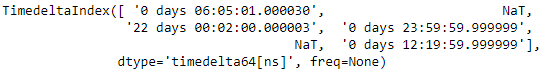Python Pandas TimedeltaIndex.isin