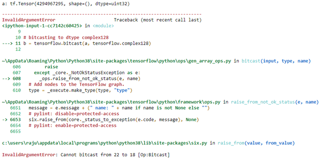 Python Tensorflow.bitcast()方法