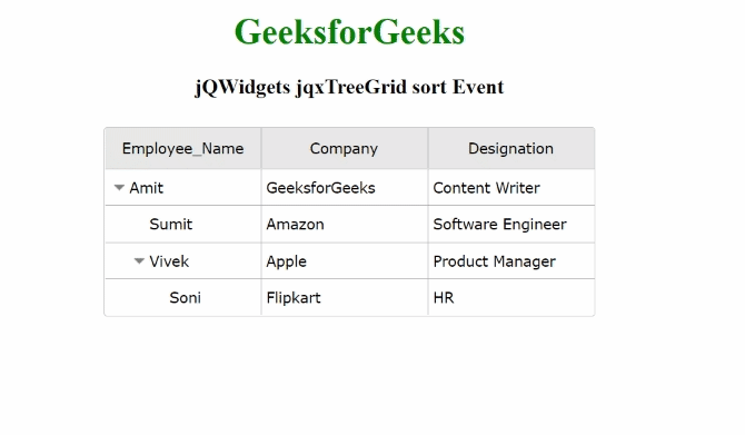 jQWidgets jqxTreeGrid排序事件