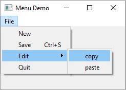 PyQt5 QMenuBar,QMenu和QAction小部件