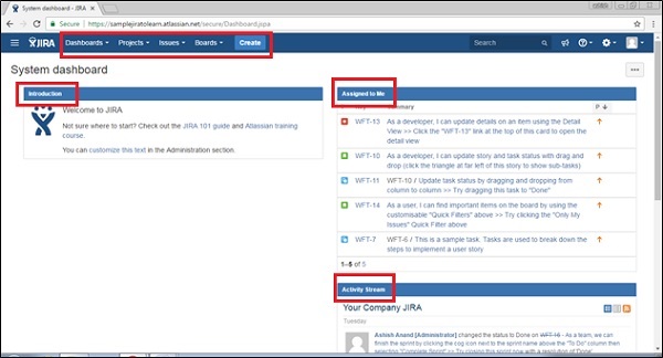 JIRA 仪表盘