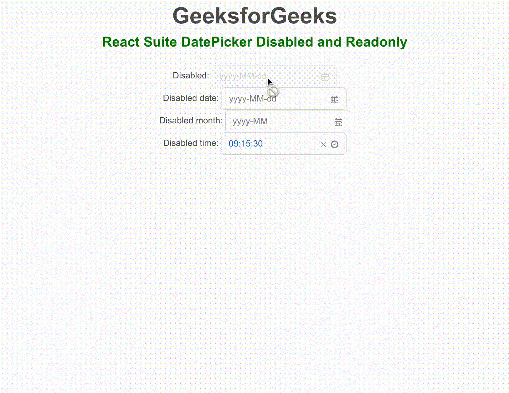 React Suite DatePicker 使用禁用和只读