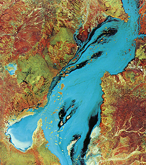Landsat-1 subscene image of a flood of the Barcoo River in Queensland, South Australia, February 6 1974.