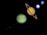 - Illustration showing the relative sizes of the nine planets of our solar system.
