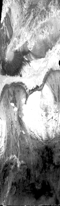 B/W TIMS night thermal IR overflight image of Death Valley, August 17 1982 - Band 3.